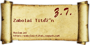 Zabolai Titán névjegykártya